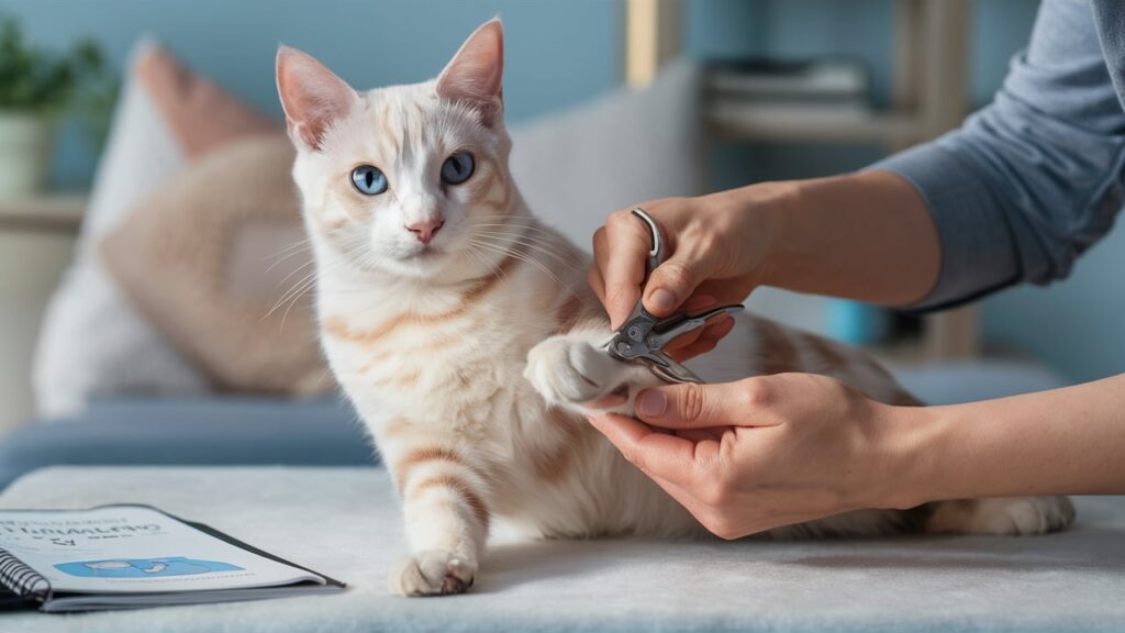 Snow Bengal Cat nail trimming